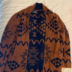 Western inspired open faced cardigan